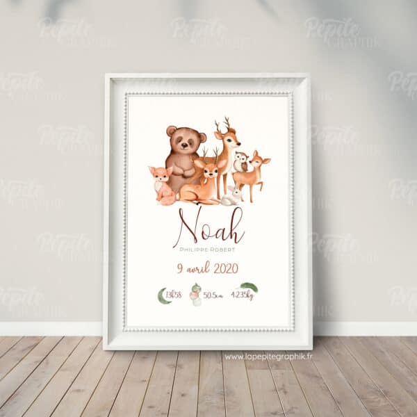 Affiche naissance animaux foret